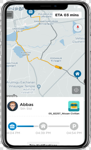 School Vehicle Gps Tracking Solution With Artificial   Iphone X Google Maps Screen  HD Png Download