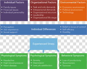 Chart Mapping Out The Various Factors Of Stress  Individual   Electric Blue  HD Png Download