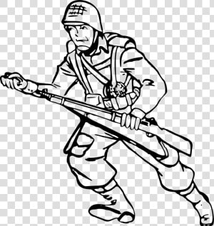 Army Clipart Outline Picture Library Download Hd Soldier   Soldier Clipart Black And White  HD Png Download