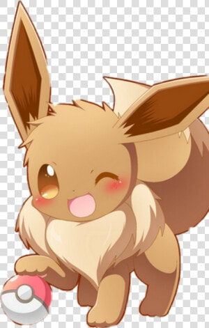  pokemon  eevee  pokeball  kawaii  cute   Cute Eevee With Pokeball  HD Png Download