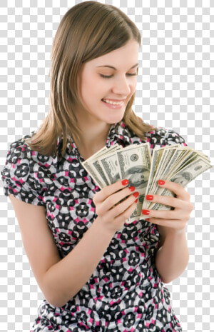 Cash Car Title Loans   Girl Counting Money  HD Png Download