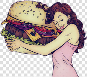  girl hamburger  fame sandwich   Imagem Hamburguer Vintage Retrô  HD Png Download