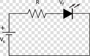 Electrical Circuit Diagram Showing An Led And Resistor   Led Resistor Circuit  HD Png Download