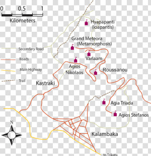 Meteora Monastery Map   Map  HD Png Download