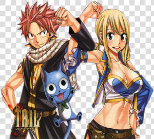 Fairy Tail Hintergrund Titled Nalu   Natsu Lucy And Happy  HD Png Download