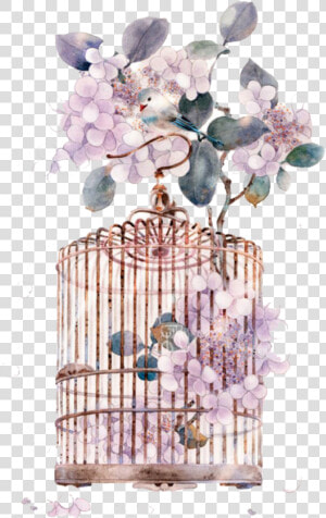 Art Chinese Cage Watercolor Miyou Asian Painting Clipart   Watercolor Painting  HD Png Download