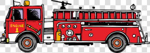 Fire Safety Firefighter Clip Art   Fire Fighter Truck Drawing  HD Png Download