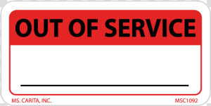 Out Of Service Labels   Carmine  HD Png Download