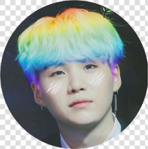 Min Yoongi Minyoongi Suga Agustd Bts Rainbow Kawaii   Bts Suga Rainbow Hair  HD Png Download