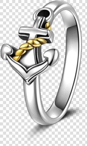 14k Gold plated Anchor Ring   Engagement Ring  HD Png Download