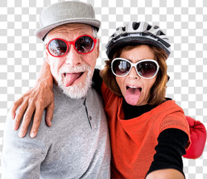 Old Couple In Shades With Tongues Out For A Selfie   Seniors Cool  HD Png Download