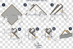 How To Fold A Two Peak Fold   Fold A Pocket Square Two Peaks  HD Png Download