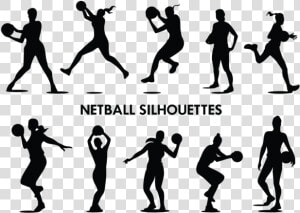 Netball Player Silhouettes Vector   Netball Silhouettes  HD Png Download