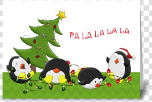 Holiday Penguin Fun Greeting Card   Cartoon  HD Png Download