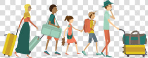 Illustration Of People Walking With Travel Bags   People Travel Cartoon Png  Transparent Png