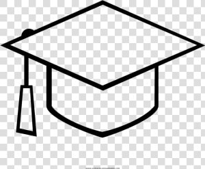 Dibujo De Birrete Para Colorear   Mortar Board Black And White  HD Png Download