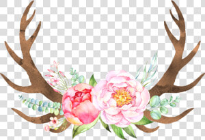 Transparent Antlers Png   Transparent Antlers With Flowers  Png Download