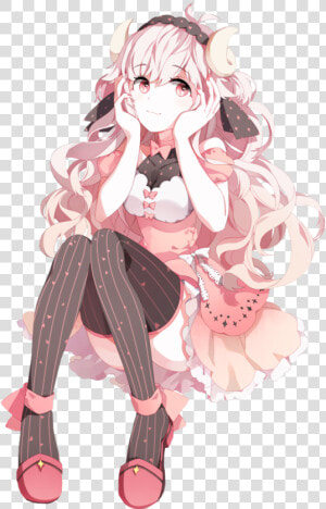 Anime Boy Pink Hair   Curly Haired Anime Girl  HD Png Download