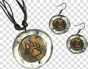 Silver And Copper Bear Paw Jewelry Set   Locket  HD Png Download