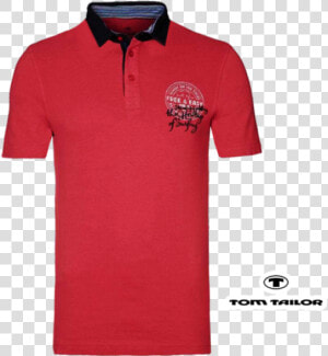  tom Tailor Red Polo Tshirt With Logo Print  amp  Black   Polo Shirt  HD Png Download