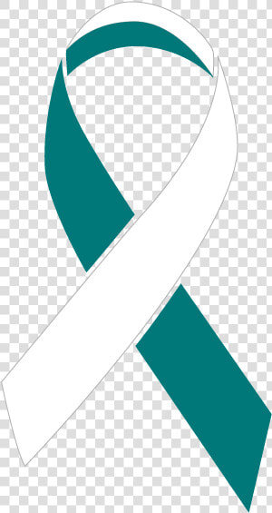 Teal And White Colored Cervical Cancer Ribbon  HD Png Download