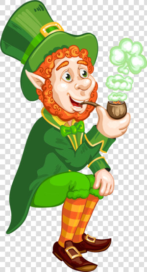 St Patrick Day Transparent Leprechaun With Pipe Png   St Patrick  39 s Day Transparent  Png Download