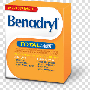 Extra Strength Benadryl Total® Allergy  amp  Sinus   Allergy Benadryl Total Extra Strength  HD Png Download