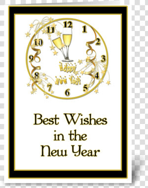 New Year  Gold Clock  Best Wishes Greeting Card   Crest  HD Png Download