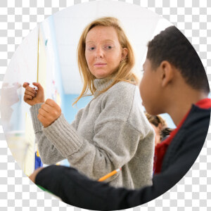 A Teacher And Student At A Whiteboard   Girl  HD Png Download