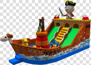 Thickened Pvc Pirate Ship Inflatable Castle With Slide   Boat  HD Png Download