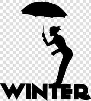 Umbrella Silhouette Png  silhouette Winter Man Umbrella   Silhouette Of Umbrella Logo  Transparent Png