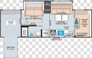 2020 Outlaw Class C Toy Hauler 29s Floor Plan   2020 Thor Motor Coach Outlaw C 29s  HD Png Download