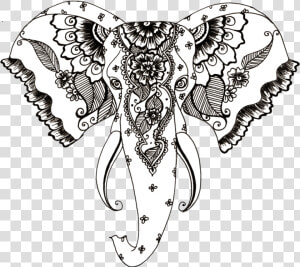 African Elephant Henna Tattoo Drawing   Elephant Tattoo Png  Transparent Png