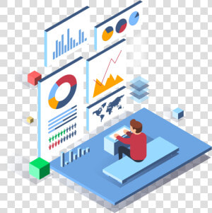 Person Sitting In Front Of Pie Charts And Graphs   Google Analytics Benefits  HD Png Download