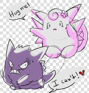 Gengar And Clefable   Gengar And Clefable Love  HD Png Download