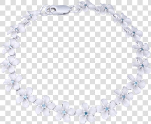 14k White Gold Plumeria Bracelet With 18 Blue Diamonds   Chettinad Diamond Necklace Designs  HD Png Download