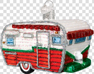 Old World Christmas Travel Trailer Glass Blown Ornament   Trailer Christmas Ornament  HD Png Download