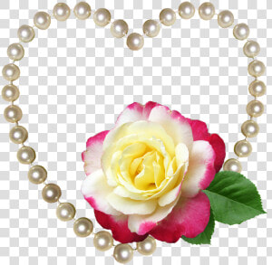 Heart Pearls Rose Floral Decoration  HD Png Download