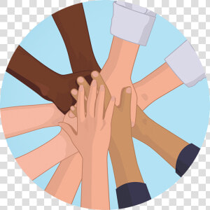 Cartoon Hands And Forearms Of All Races Putting Their   Cartoon Hands In A Circle  HD Png Download