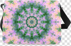 Rose Pink Green Explosion Of Flowers Mandala Messenger   Messenger Bag  HD Png Download