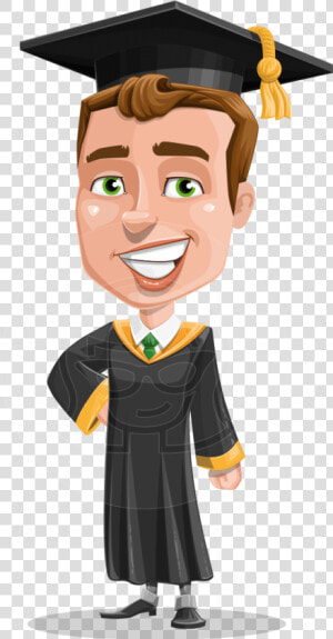 Male College Graduate Cartoon Vector Character Aka   Graduation Cap On Girl Cartoon  HD Png Download