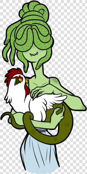 Medusa And Her Pet Cockatrice Mythical Creatures  Medusa    Cartoon  HD Png Download