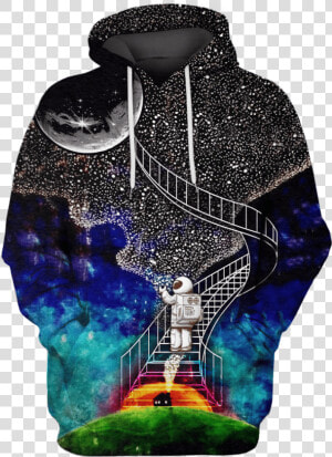 Gearhuman 3d Astronaut Climbing The Ladder To The Moon   Hoodie You Ll Float Too  HD Png Download