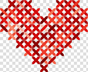 Cross Stitched  Heart  Embroidery  Knit  Love  Romance   Cross Stitch Designs For Cushion Covers  HD Png Download