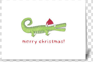 Santa Gator Greeting Card   Gator With Santa Hat  HD Png Download