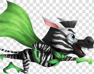 Flying Zebra Hero With A Green Cape  Gloves  And Boots   Illustration  HD Png Download