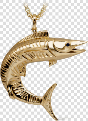 Wahoo Yellow Gold Fish Fisherman Necklace   Fish Gold Pendant  HD Png Download