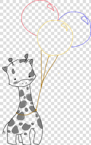  giraffe  cute  balloons  balloon  drawing  drawnbyme   Cute Balloon Drawing  HD Png Download