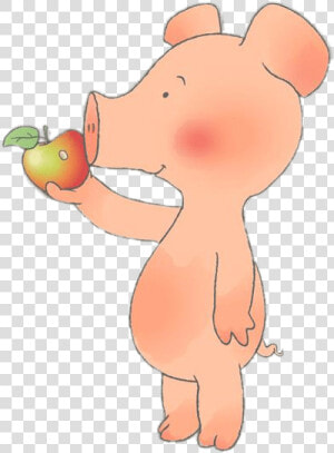 Wibbly Pig Eating An Apple   Cartoon  HD Png Download