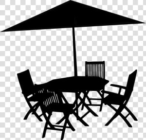 Silhouette  Table  Umbrella  Chairs  Summer  Restaurant   Outdoor Furniture Silhouette Png  Transparent Png